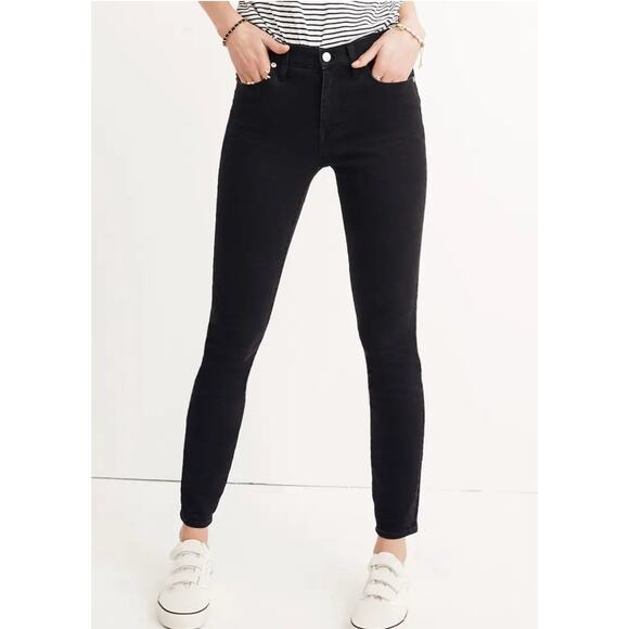Madewell Jeans Womens 32 Black Lunar Wash 9 Inch High Rise Skinny Stretch H2227 - Picture 1 of 10